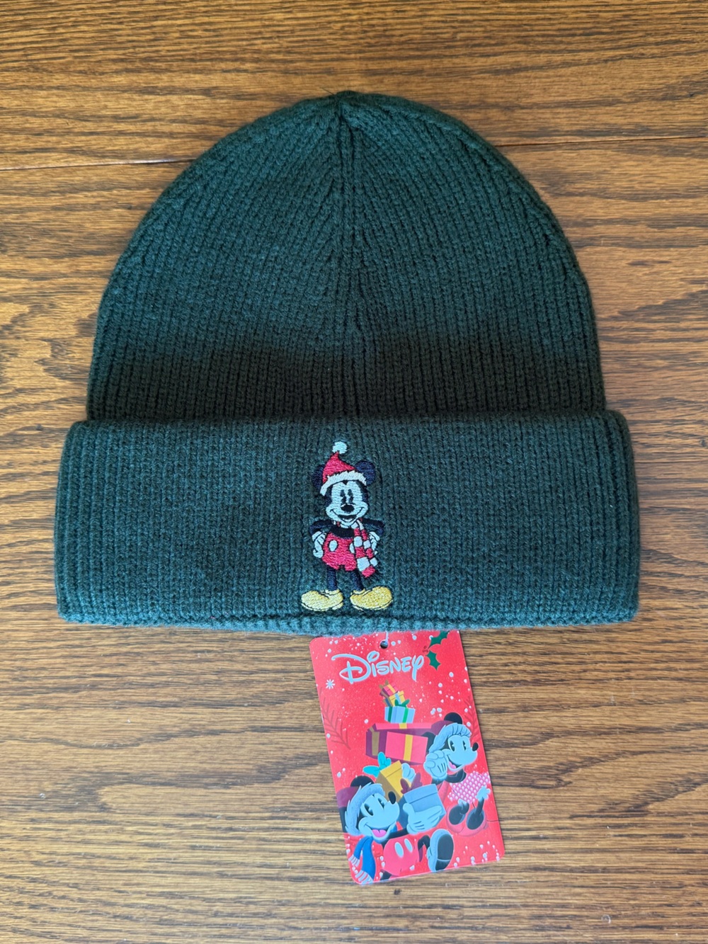 Lucky Brand Disney Mickey Mouse Santa Christmas Green Knit Beanie Hat